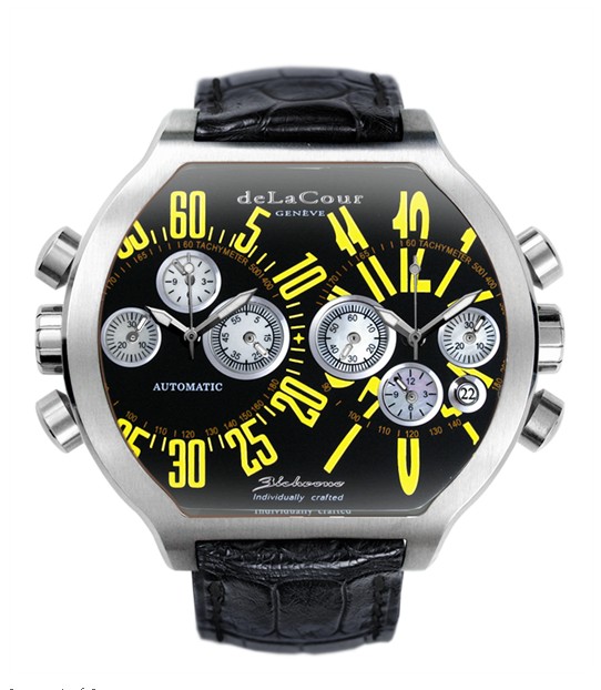 Replica DeLaCour BiChrono S2 Steel Black and Yellow WAST2129-0980 Replica Watch Replica DeLaCour BiChrono S2 Steel Black and Yellow WAST2129-0980 Replica Watch